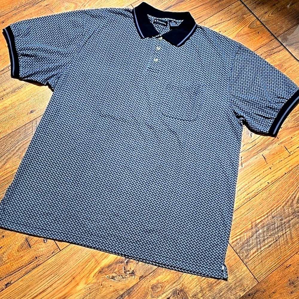 KT CLASSICS Men's Black and White Polo Shirt